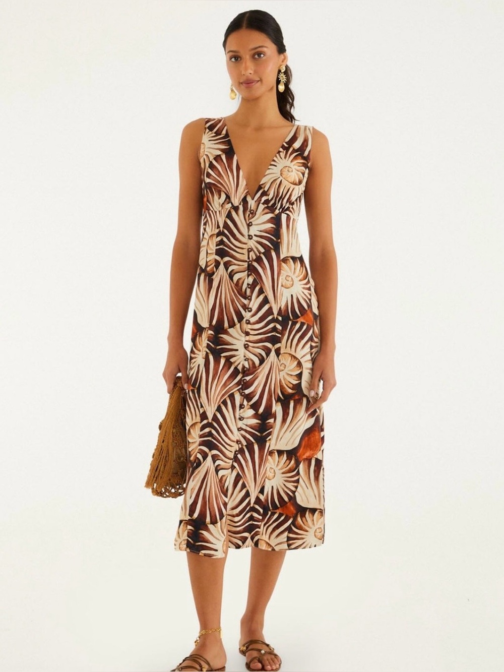 FARM RIO Ammonite Midi Dress